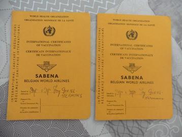 2 carnets de vaccination SABENA 1964