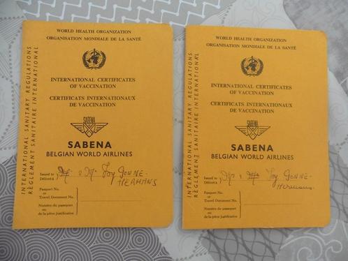 2 carnets de vaccination SABENA 1964, Collections, Souvenirs Sabena, Envoi