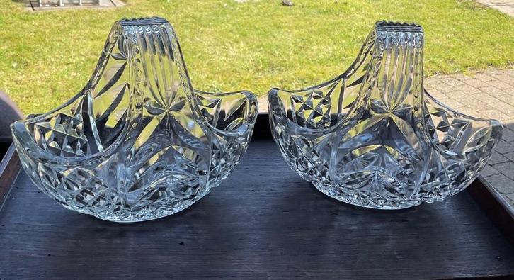 4 oude prachtige geslepen manden, zware manden!, Antiek en Kunst, Antiek | Glaswerk en Kristal, Ophalen of Verzenden