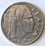 Monnaie italie WW2 : 20 centimes 1941 XIX, Enlèvement ou Envoi, Italie, Monnaie en vrac
