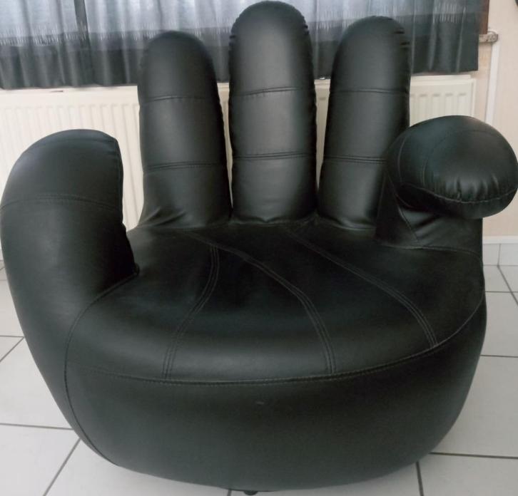 1 persoons lederen club zetel - handvormig, Huis en Inrichting, Fauteuils, Zo goed als nieuw, Leer, 75 tot 100 cm, Minder dan 75 cm