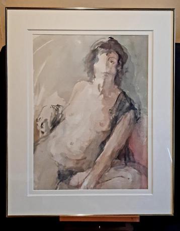 Belle aquarelle nue de Fons Daelman de 1997.