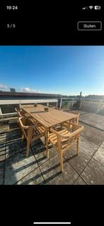 Tuintafel Sklum + acht stoelen, Tuin en Terras, Tuintafels, Ophalen
