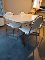Witte tafel met metalen onderstel (incl stoelen), Enlèvement, Utilisé, 100 à 150 cm, 50 à 100 cm