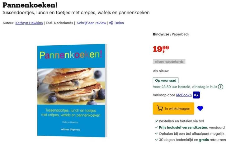 PANNENKOEKEN ! tussendoortjes, lunch en toetjes , NIEUW, Boeken, Kookboeken, Nieuw, Ophalen of Verzenden