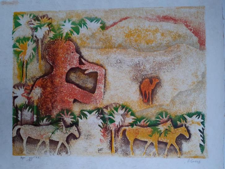 "Africa" - André Goezu, Antiek en Kunst, Kunst | Etsen en Gravures, Ophalen of Verzenden