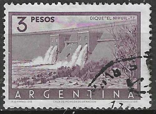 Argentinie 1954/1959 - Yvert 548A - Dam van Nihuil (ST), Postzegels en Munten, Postzegels | Amerika, Gestempeld, Verzenden