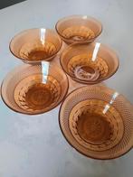5 amberkleurige kommetjes, jaren 60/70, Huis en Inrichting, Ophalen of Verzenden