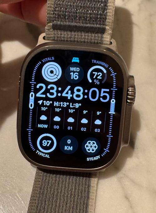 Apple watch Ultra 2 in uitstekende staat 1 jaar garantie, Handtassen en Accessoires, Smartwatches, Zo goed als nieuw, Grijs, GPS