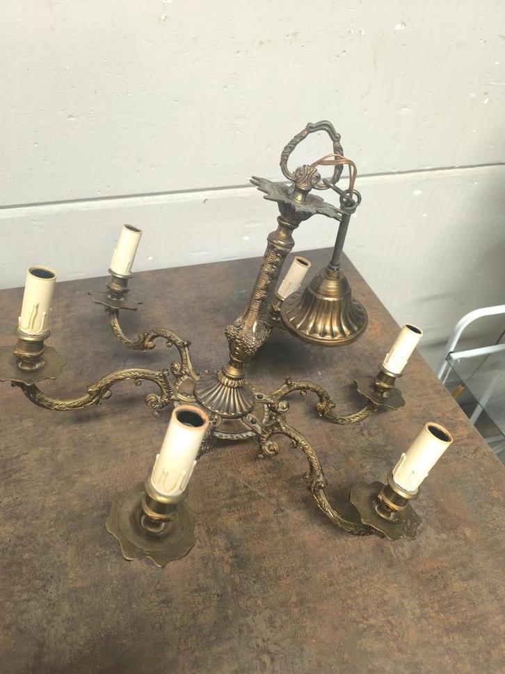 Antieke 6-armige luster, Antiek en Kunst, Antiek | Verlichting, Ophalen