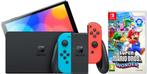 Nintendo Switch OLED Blauw/Rood + Super Mario Bros. Wonder, Games en Spelcomputers, Games | Nintendo Switch, Ophalen of Verzenden