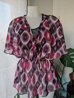 Transparante voile blouse met geometrische print, maat L, Kleding | Dames, Blouses en Tunieken, Ophalen of Verzenden, Zo goed als nieuw