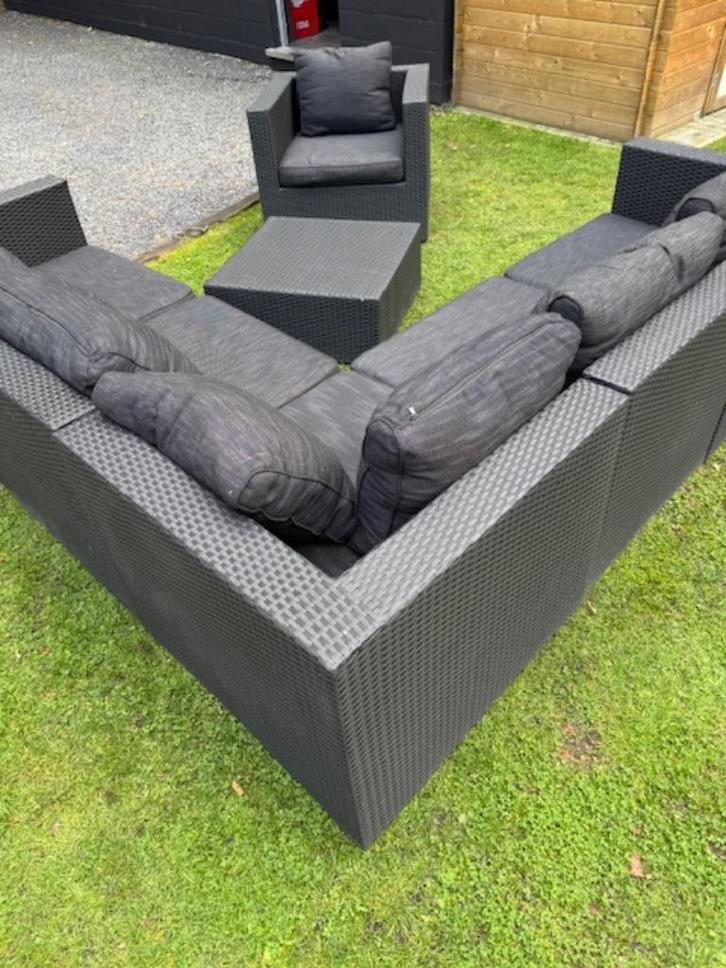Lounge set, Tuin en Terras, Tuinsets en Loungesets, Zo goed als nieuw, Loungeset, Rotan, 6 zitplaatsen, Bank, Bijzettafel, Hocker