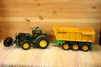 Bruder John Deere Tractor met Voorlader en Kiepaanhanger, Kinderen en Baby's, Ophalen of Verzenden, Zo goed als nieuw