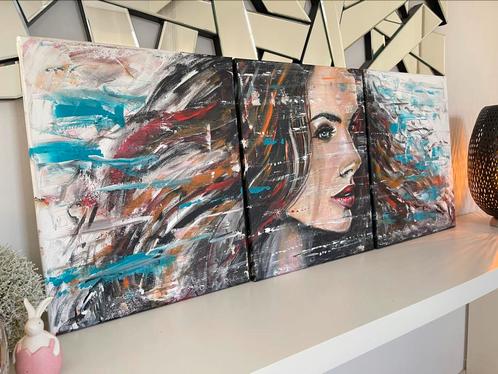 Schilderij 3 luik dame Mk Art, Antiek en Kunst, Kunst | Schilderijen | Modern, Ophalen