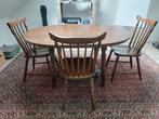 Echt eikenhout, stevige tafel en 4 stoelen, Ophalen, Gebruikt, Eiken, hout, klassiek, 4 tot 6 stoelen