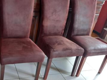 Set van 6 stevige bruine stoffen stoelen beschikbaar voor biedingen