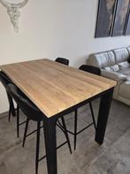 Table bar en chêne massif naturel + ses 4 tabourets, Maison & Meubles, 100 à 150 cm, Quatre personnes, Chêne, Comme neuf