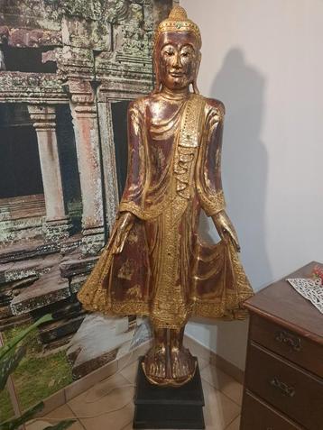 Prachtig antiek 1900. birmaans buddha beeld van  165m groot