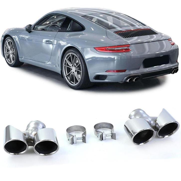 Uitlaat Sierstuk RVS Voor Porsche 911 991.2 2015 / 2019 3.0, Auto diversen, Tuning en Styling, Verzenden