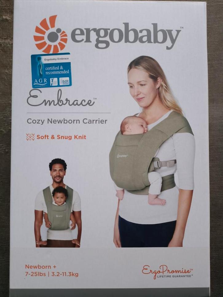 Ergobaby draagzak embrace soft olive, Kinderen en Baby's, Babydragers en Draagdoeken, Zo goed als nieuw, Draagzak, Ophalen of Verzenden