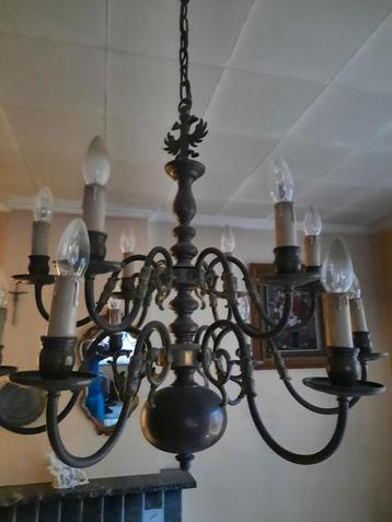 Kroonluchter in koper 12 lichtpunten beschikbaar voor biedingen
