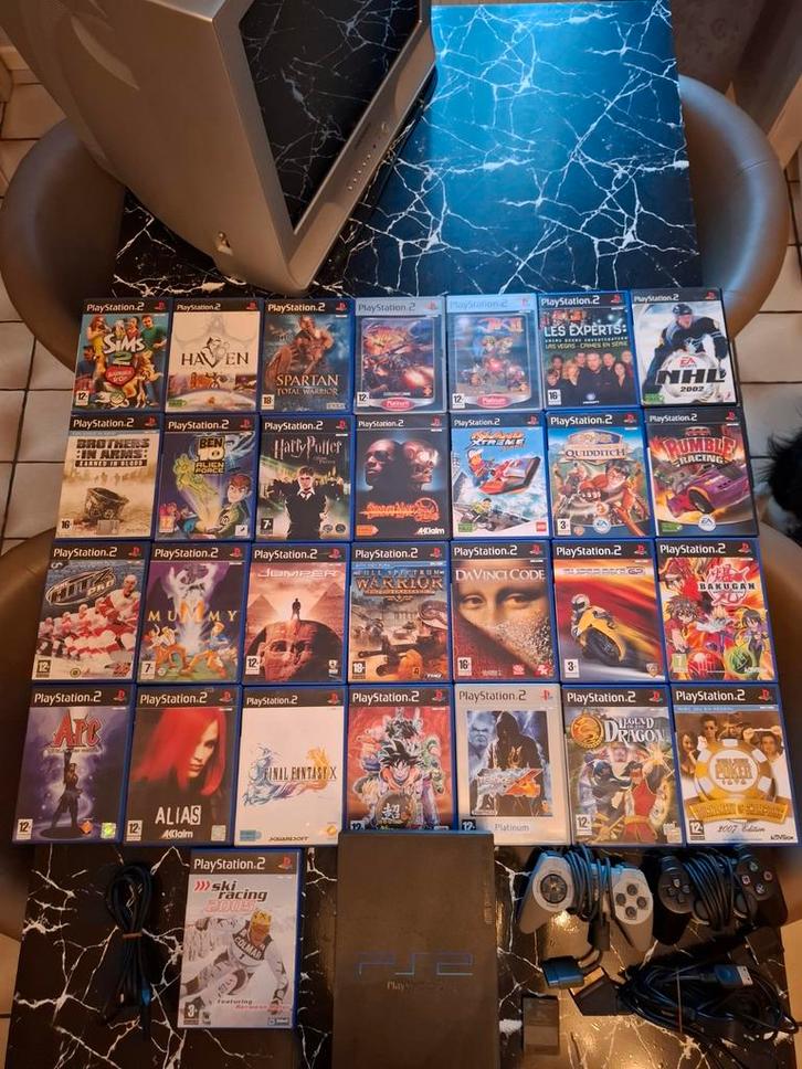 Sony PlayStation 2-console + 29 games + 2 controllers + gehe, Games en Spelcomputers, Games | Sony PlayStation 2, Zo goed als nieuw