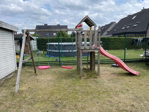 Speeltuig met 2 schommels en glijbaan, Kinderen en Baby's, Speelgoed | Buiten | Speeltoestellen, Gebruikt, Glijbaan, Klimwand