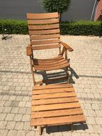 houten stoel met voetbank, Brun, Bois, Enlèvement, Utilisé