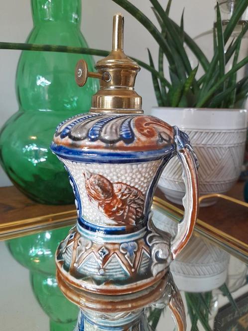 Lampe à huile Art nouveau Wasmuël Barbotine avec oiseaux ver, Antiquités & Art, Antiquités | Céramique & Poterie, Enlèvement ou Envoi