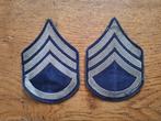 Originele Amerikaanse rayon Staff Sergeant rangstrepen, Verzamelen, Verzenden, Embleem of Badge