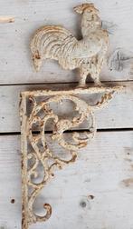 Gietijzeren muursteun met Haan brocante haak bloembak, Antiek en Kunst, Ophalen of Verzenden