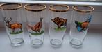 Lot de 4 grands verres animaliers de 1970, Ophalen of Verzenden, Zo goed als nieuw