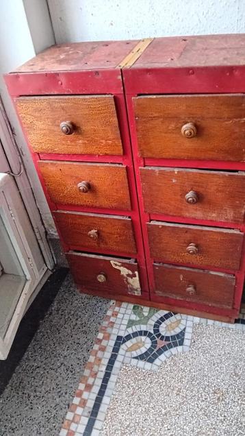 INDUSTRIEEL MEUBILAIR met 8 schoenmakersladen, Huis en Inrichting, Kasten | Lockerkasten, Ophalen, Gebruikt, Industriel