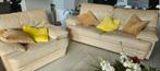 3+1+1 bank in beige leer, Huis en Inrichting, Zetels | Zetels, Ophalen, Gebruikt
