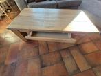 Eikenhouten landelijke salontafel met lade 130x67cm., Ophalen, Zo goed als nieuw