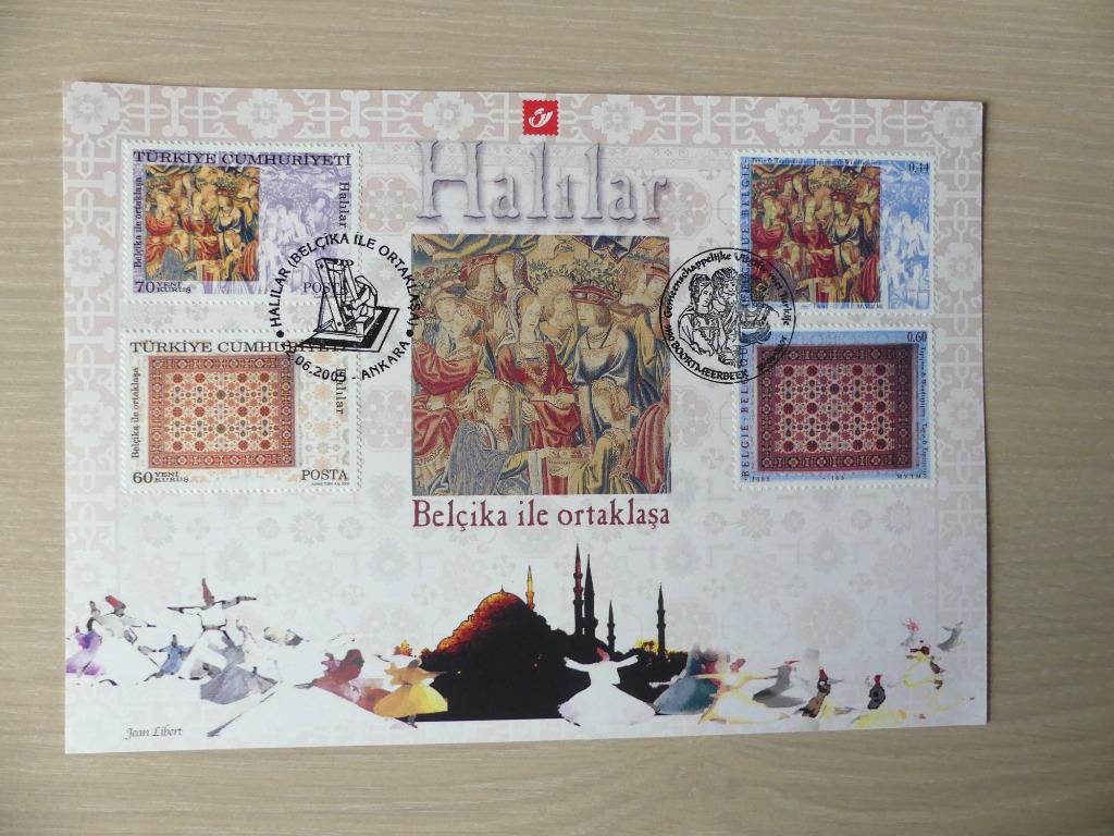Carte souvenir 2005 :  Belgique / Turquie (3413/14) Tapis, Timbres & Monnaies, Timbres | Europe | Allemagne, Enlèvement ou Envoi