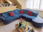 Gratis blauwe zetel hoekzetel in alcantara stof, Huis en Inrichting, Zetels | Zetels, Ophalen, Gebruikt, Hoekbank, 200 tot 250 cm