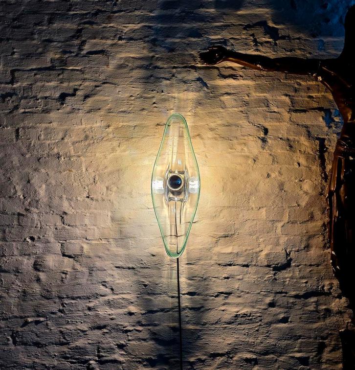 Vintage Val Saint Lambert kristalglazen wandlamp., Antiek en Kunst, Antiek | Verlichting, Ophalen of Verzenden