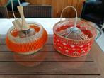 Vintage hanglampen met stoffen bekleding, Ophalen, Gebruikt