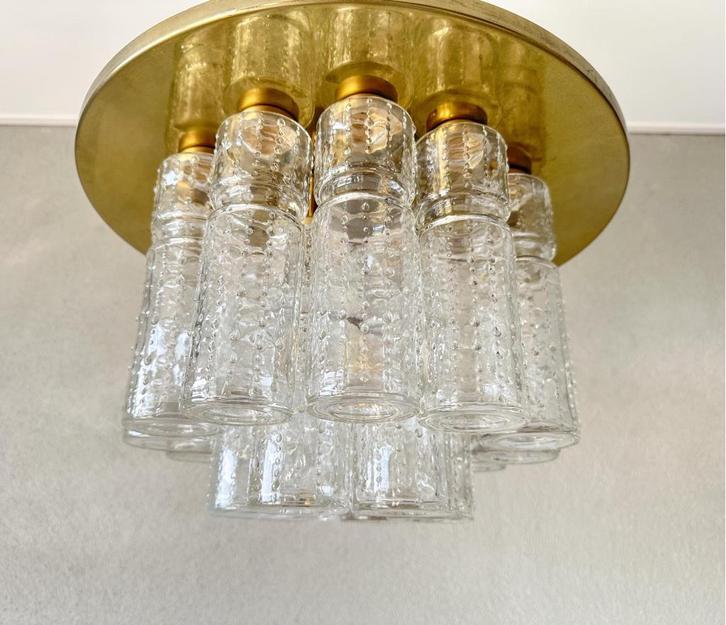 Vintage Glashütte Limburg plafondlamp, Huis en Inrichting, Lampen | Plafondlampen, Gebruikt, Glas, Metaal, Ophalen of Verzenden