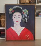 Decoratief (acrylaat)schilderij van portret geisha, Antiek en Kunst, Kunst | Schilderijen | Modern, Ophalen of Verzenden