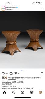 4X rieten bamboetafel McGuire vintage rotan design tafel 70s, Ophalen