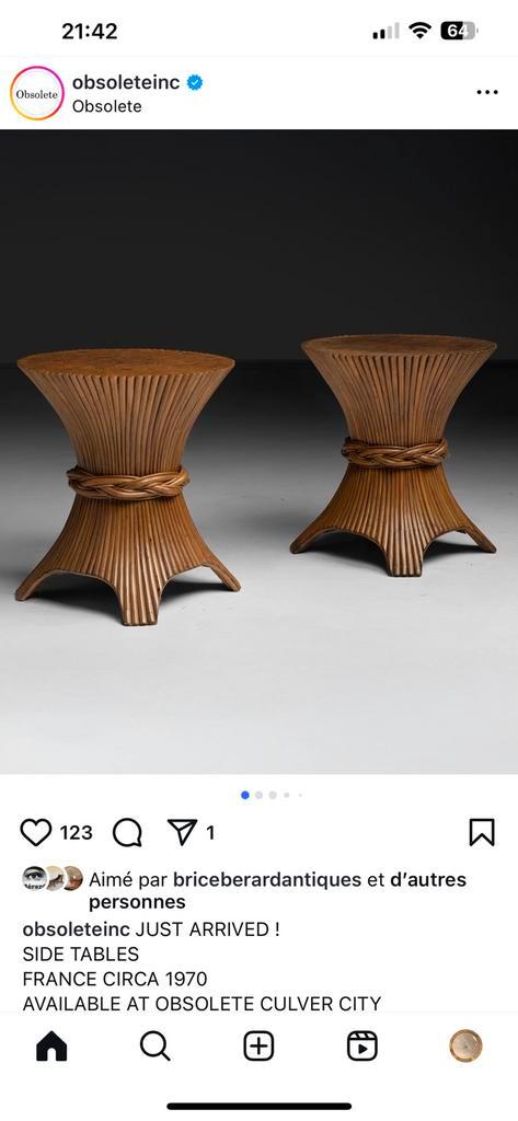 4X rieten bamboetafel McGuire vintage rotan design tafel 70s, Antiek en Kunst, Kunst | Designobjecten, Ophalen