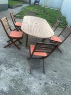 Table et chaise jardin en merisier, Enlèvement, Utilisé, Bois, Ajustable