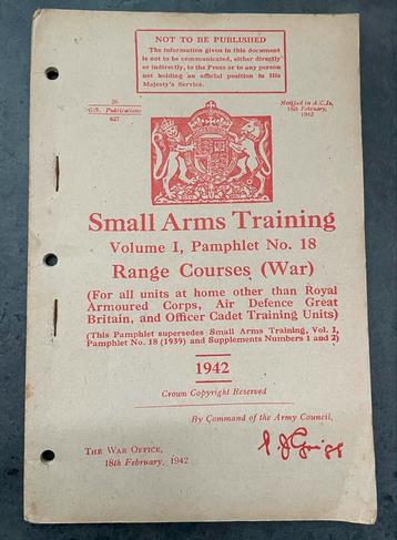 Britse small arms training pamphlet range courses 1942 beschikbaar voor biedingen