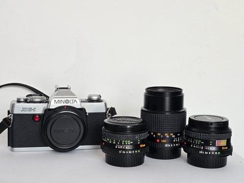 Minolta XG-1(n) Kit (35mm, 50mm en 135mm), Audio, Tv en Foto, Fotocamera's Analoog, Zo goed als nieuw, Minolta, Ophalen of Verzenden
