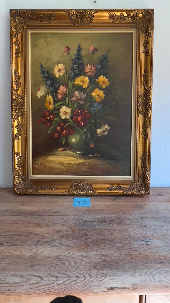 S. Fleury — Nature morte aux fleurs avec bouquet mixte, Antiquités & Art, Art | Peinture | Classique, Enlèvement