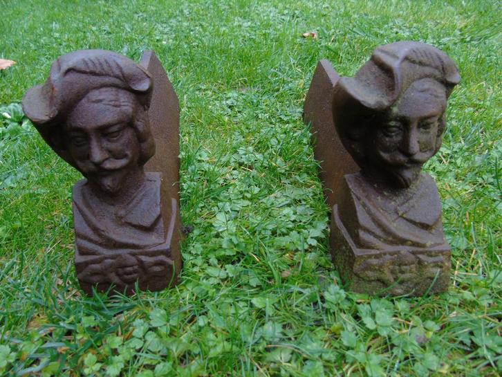 chenets personnages en fonte pat rouillé , la paire !, Maison & Meubles, Cheminées, Neuf, Cheminée au bois, Enlèvement ou Envoi