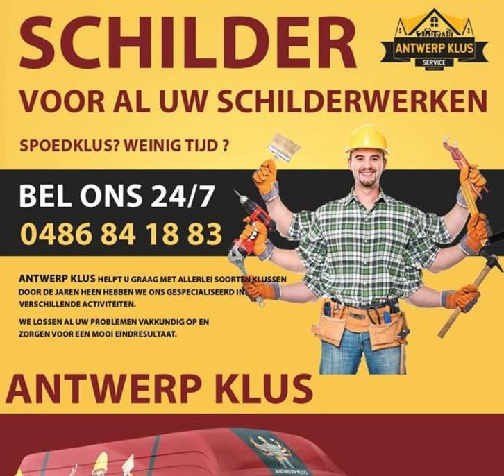 Schilder Antwerpen - Schilderwerken 0486841883, Diensten en Vakmensen, Schilders en Behangers, Binnenschilderwerk, Buitenschilderwerk